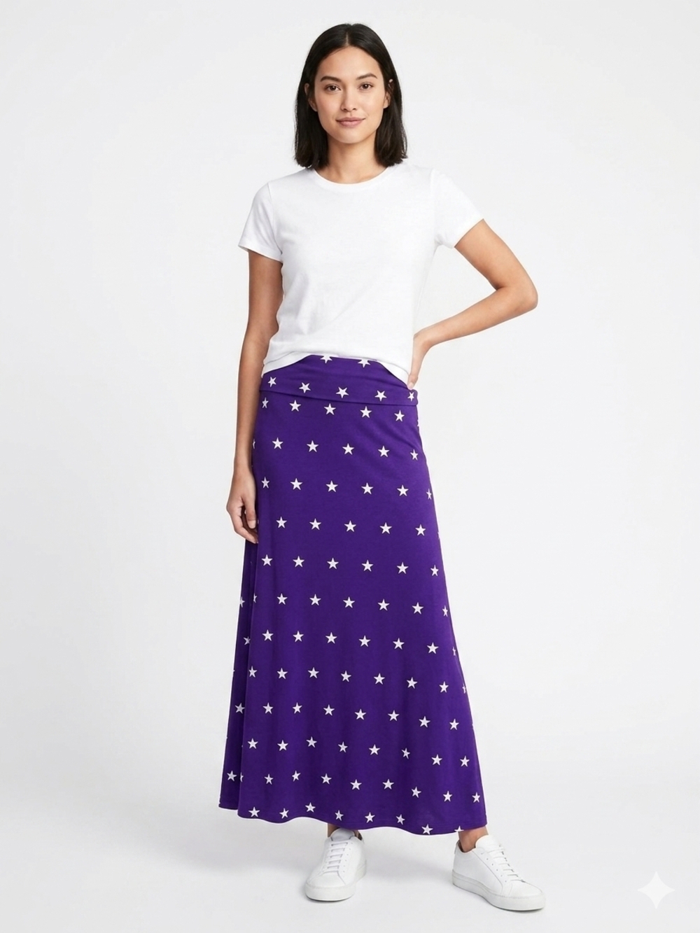 Purple Star-Print Maxi Skirt - Women's Up To Size 3XL